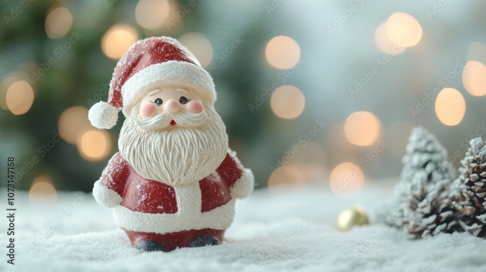 Cheerful Santa Claus Figure on White Background with Clear Focus