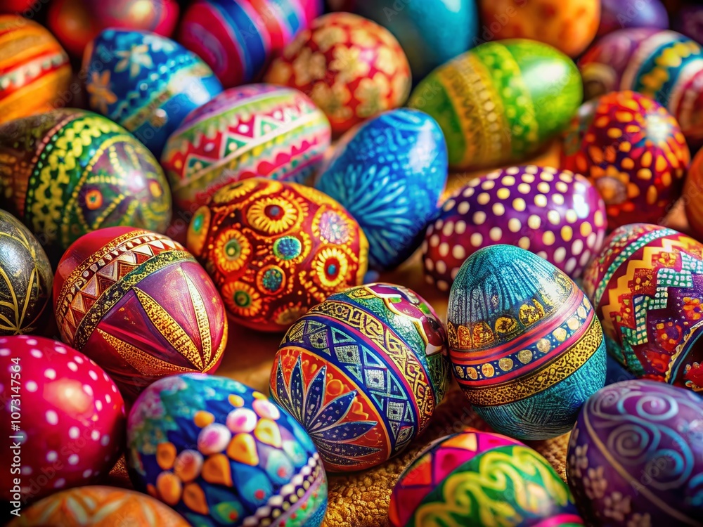 Vibrant and Colorful Easter Eggs Displayed on a Bright and Cheerful Background, Perfect for Celebrating Spring and Easter Festivities with a Touch of Macro Photography Vibrant and Colorful Easter Eggs Displayed on a Bright and Cheerful Background, Perfect for Celebrating Spring and Easter Festivities with a Touch of Macro Photography