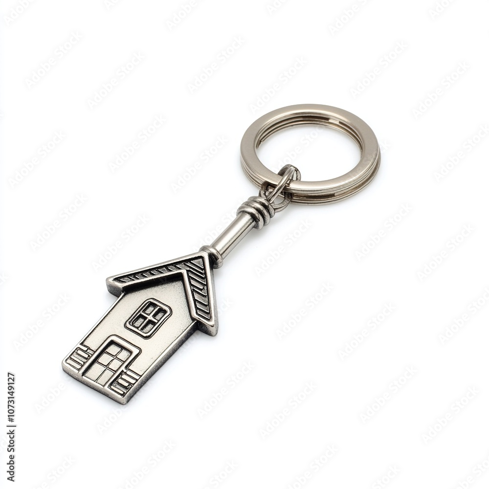 House shaped keychain isolated on a white background House shaped keychain isolated on a white background
