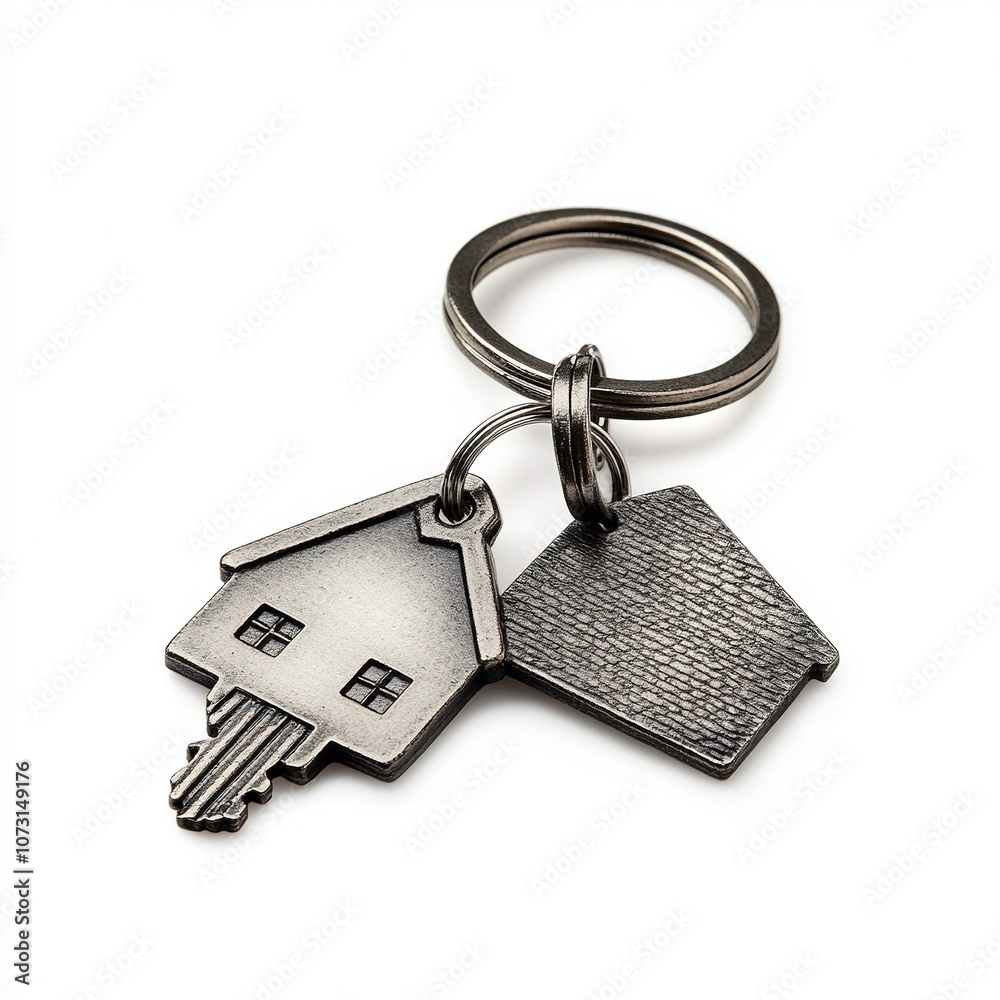 House shaped keychain isolated on a white background House shaped keychain isolated on a white background