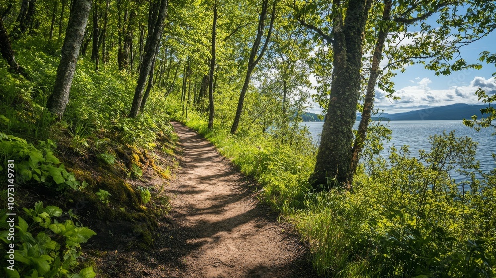 Naklejka premium Scenic Hiking Trail with a View