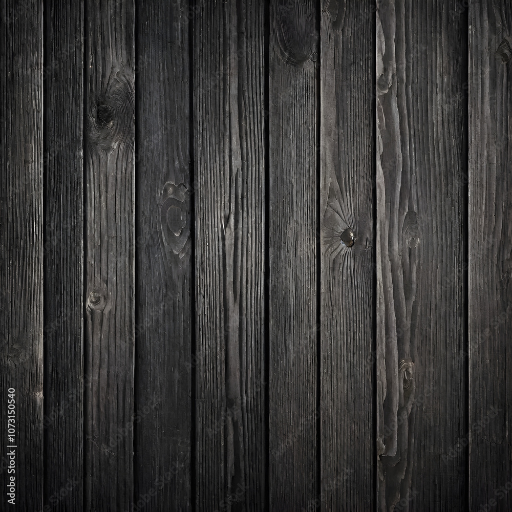 Naklejka premium Dark gray wood background. Old shabby wooden planks. Black grunge background. Long banner with vintage planks texture.