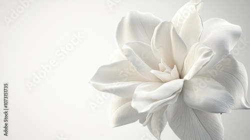 Elegant white flower bloom in minimalist style with soft textures