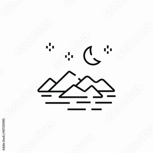 desert dunes night moon icon sign vector
