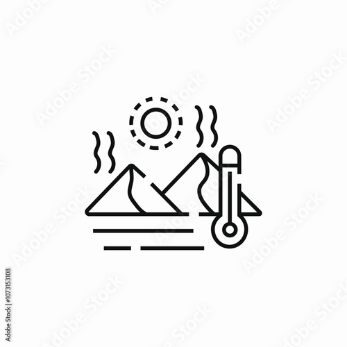 hot temperature desert pyramides icon sign vector