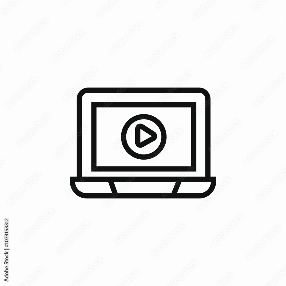 laptop video icon sign vector laptop video icon sign vector