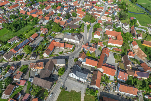 Gablingen in Schwaben am Rand des Naturparks Ausgburg - Westliche Wälder von oben photo