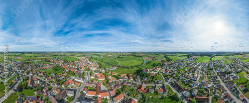 Blick auf die Gemeinde Gablingen im Schmuttertal nördlich von Augsburg photo