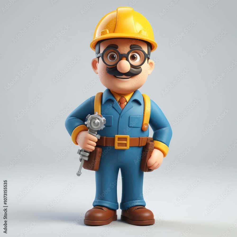 3d builder engineer icon with helmet and wrench 3d builder engineer icon with helmet and wrench