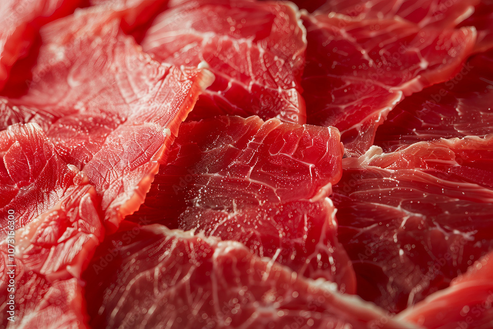 Slices of jamon serrano ham or prosciutto crudo parma on wooden board.