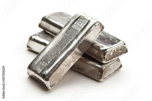 Stack of silver bars close up. Precious metal finance investment wealth.