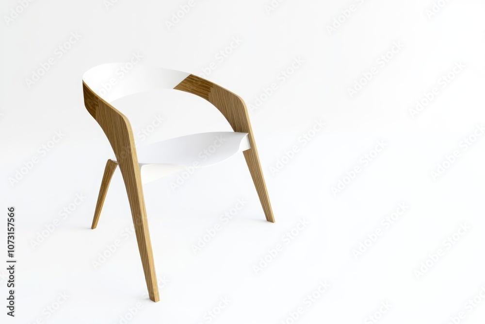 Modern White Wooden Chair with Curved Backrest for Contemporary Interiors Modern White Wooden Chair with Curved Backrest for Contemporary Interiors