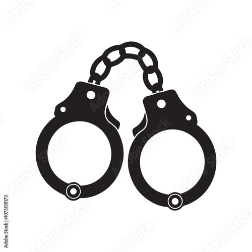 handcuffs silhouette vector, black and white silhouette, vector and illustration isolated on white background, black and white 