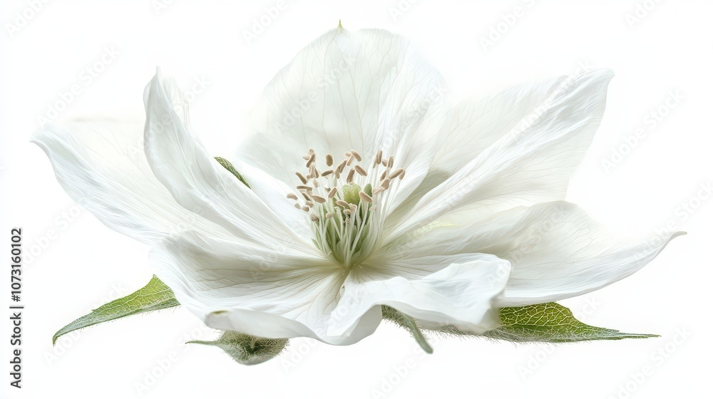Obraz premium Elegant white flower on isolated background: serenity and purity in nature