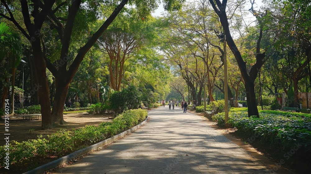 A serene pathway in a lush green park, perfect for leisurely strolls and relaxation. A serene pathway in a lush green park, perfect for leisurely strolls and relaxation.