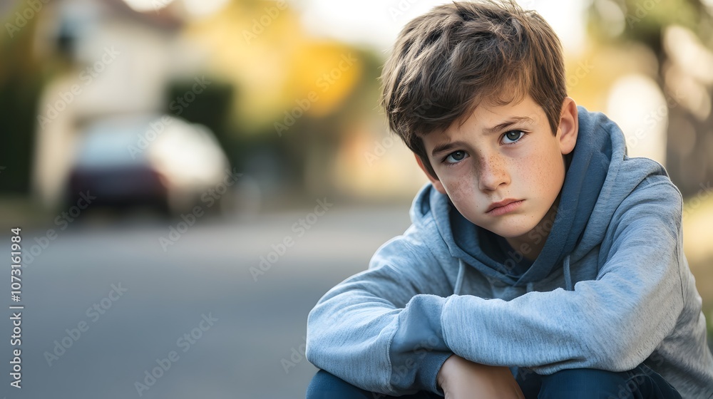 Young teen boy feeling lonely and sad Young teen boy feeling lonely and sad