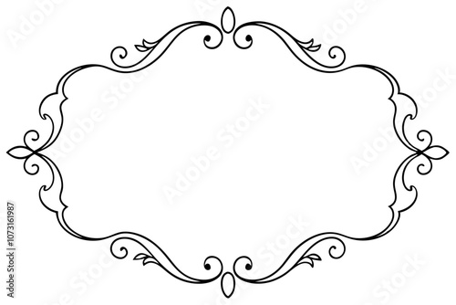 Decorative frames, Ornate frame, black and white line art, decorative border vector.