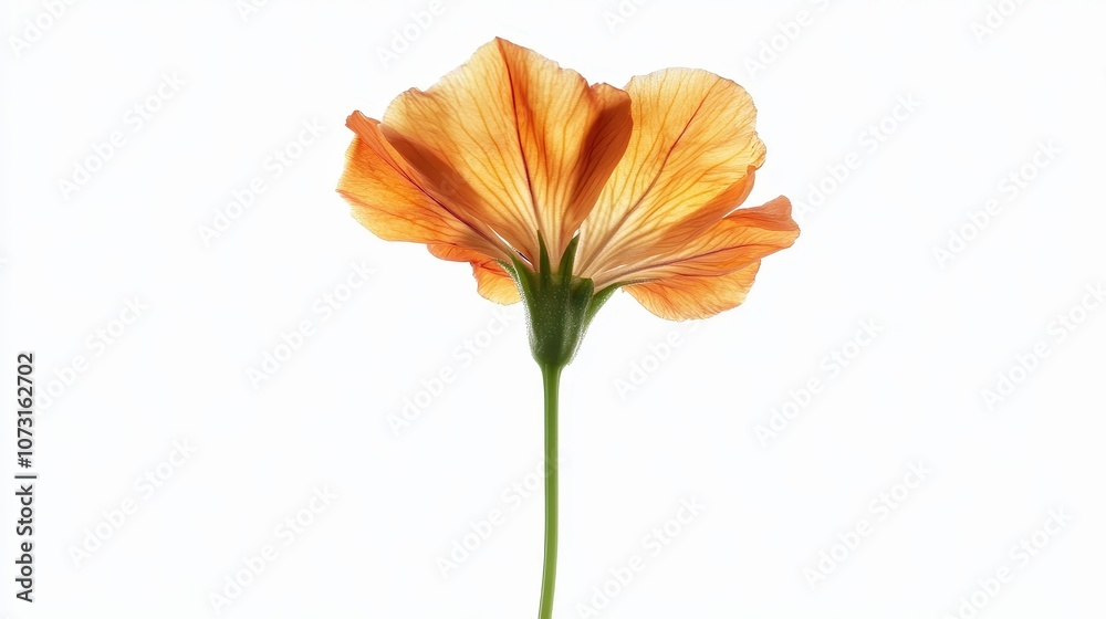 Elegant orange flower on white background: minimalist nature art Elegant orange flower on white background: minimalist nature art