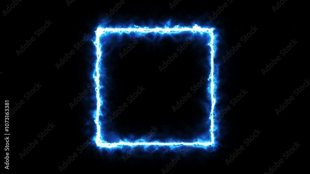 Animation of square shape frame neon glowing