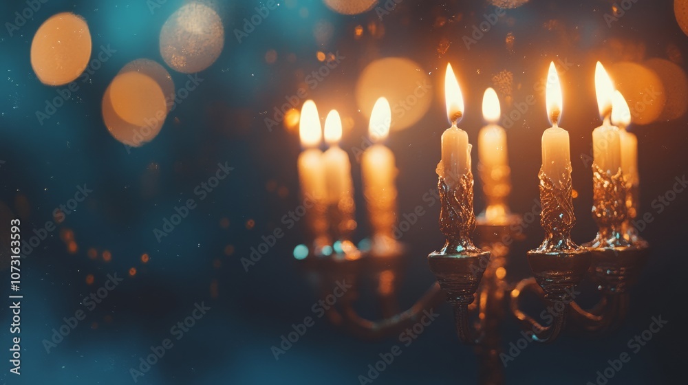 Candelabra with Candles, Candle Holder, for Winter Holidays, Festival of Lights, AI Generated Candelabra with Candles, Candle Holder, for Winter Holidays, Festival of Lights, AI Generated