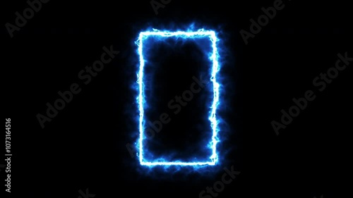 Animation of vertical shape frame neon glowing