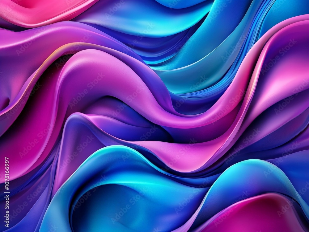 Fototapeta premium Vivid Energetic Wave Pattern in Shades of Blue and Purple, Flowing Textures Creating Dynamic Visuals for Backgrounds and Abstract Designs