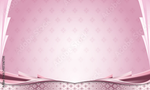 Thai ethnic pattern with border frame on abstract gradient pink background. Designed for text background or social media.