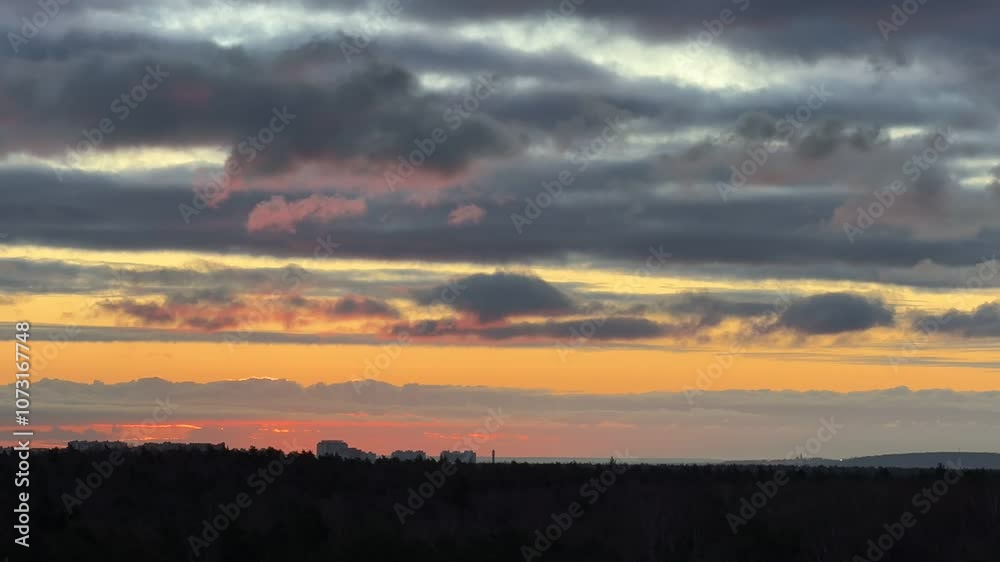 Beautiful sky at sunrise, timelapse Beautiful sky at sunrise, timelapse