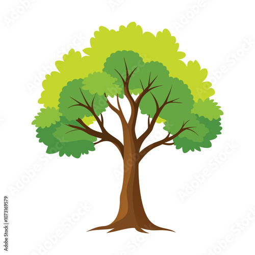 3d green tree vector icon with white background