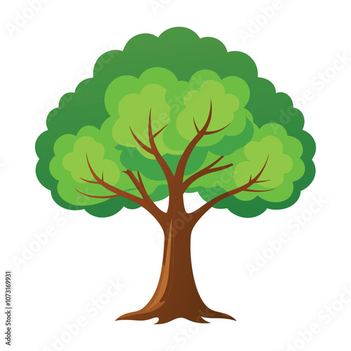 3d green tree vector white background