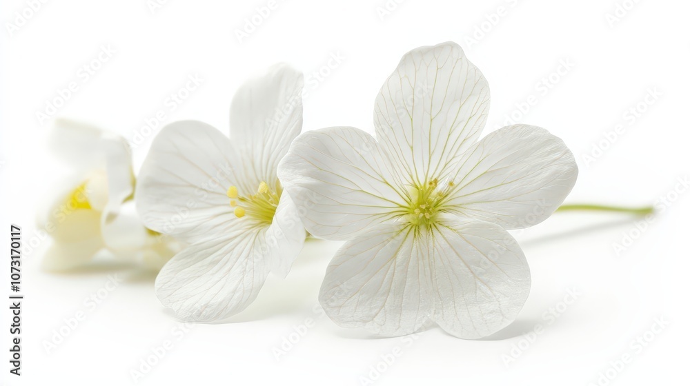 Obraz premium Delicate white flower blossoms on clean background highlighting natural elegance