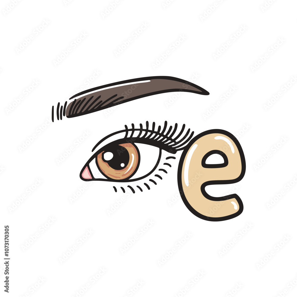 Obraz premium Doodle Illustration of Letter E for eyebrow