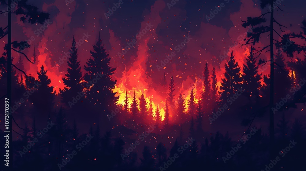 Forest Fire at Night Forest Fire at Night