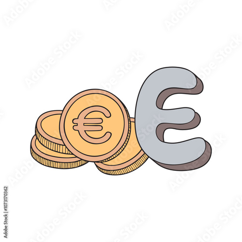 Doodle Illustration of Letter E for euro currency