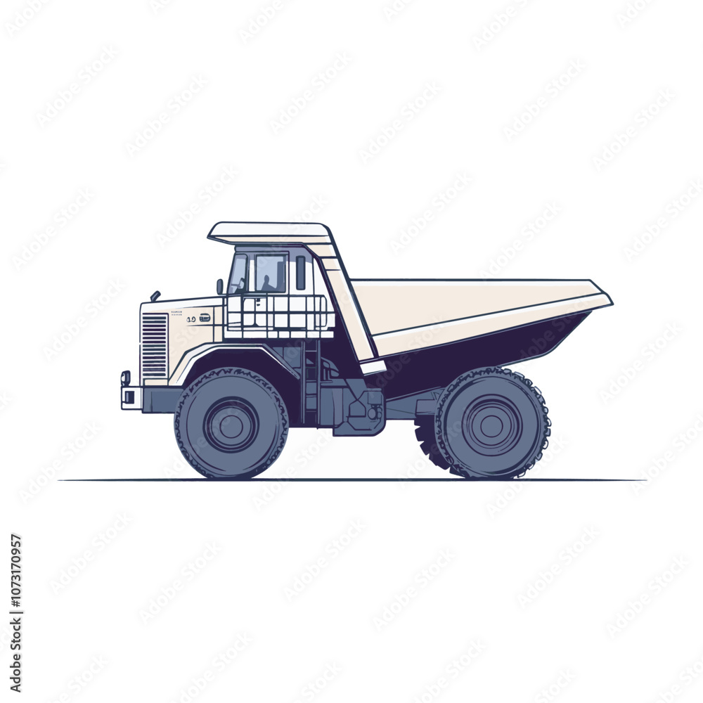Dump Truck Illustration: Side View, Beige, Heavy Duty Dump Truck Illustration: Side View, Beige, Heavy Duty