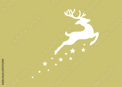 Tiempo de Navidad. Banner con reno Rudolph de Santa Claus volando, saltando o corriendo con estrellas como cola de comera