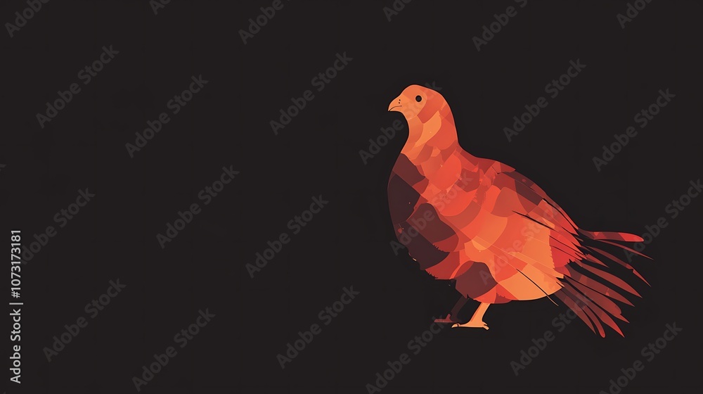 Obraz premium Abstract Orange Bird Silhouette on a Black Background