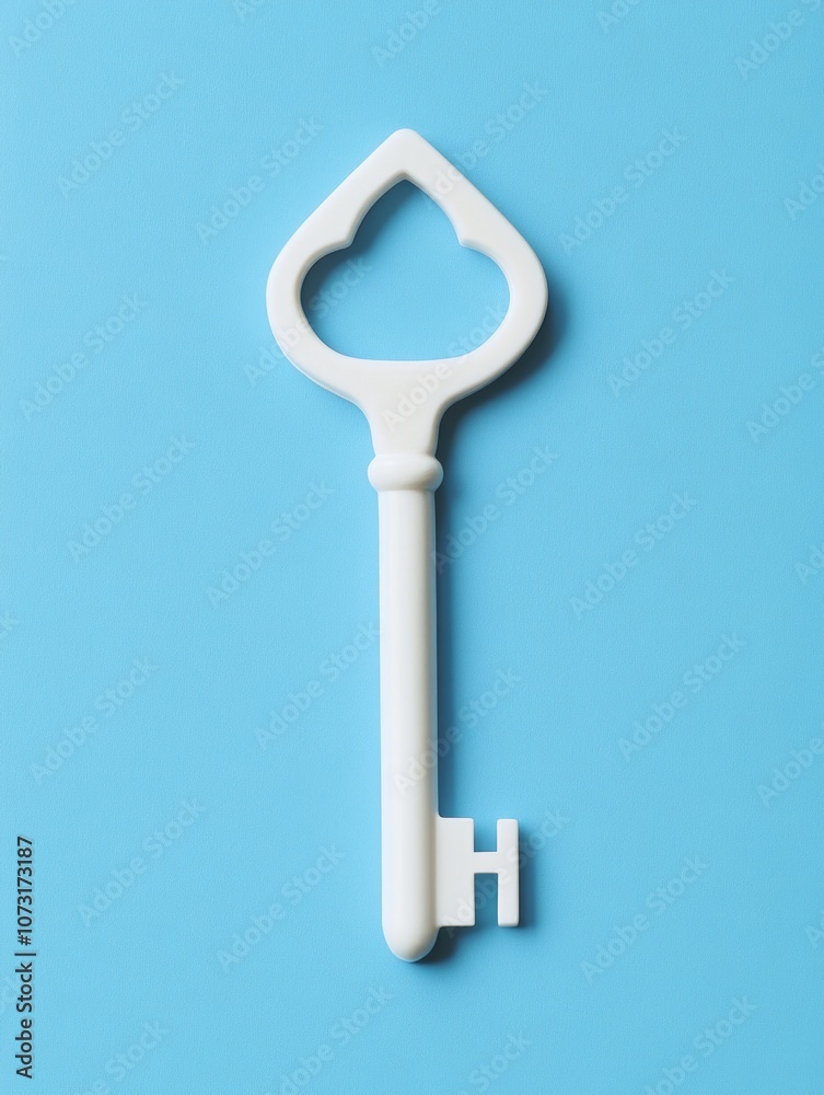 Heart-shaped key on blue background Heart-shaped key on blue background