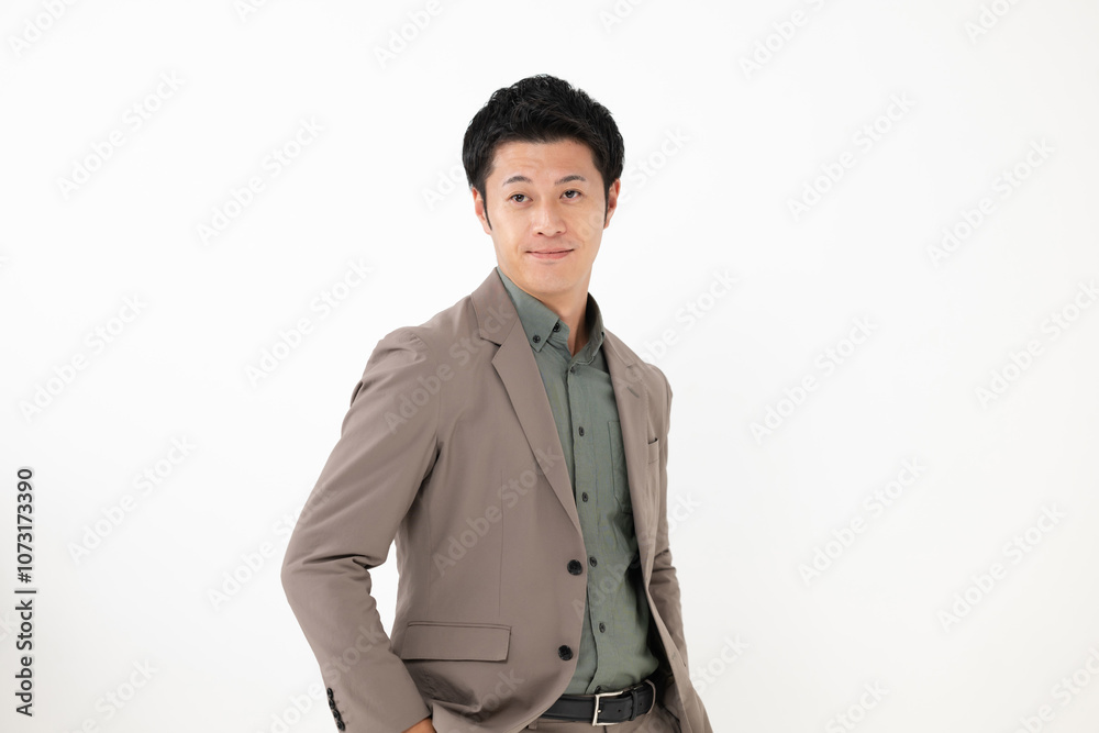 ジャケットを着た笑顔の男性 ジャケットを着た笑顔の男性
