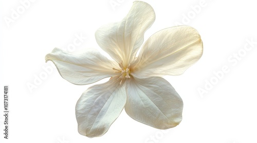 Delicate white flower on bright background: nature's elegance in minimalist style