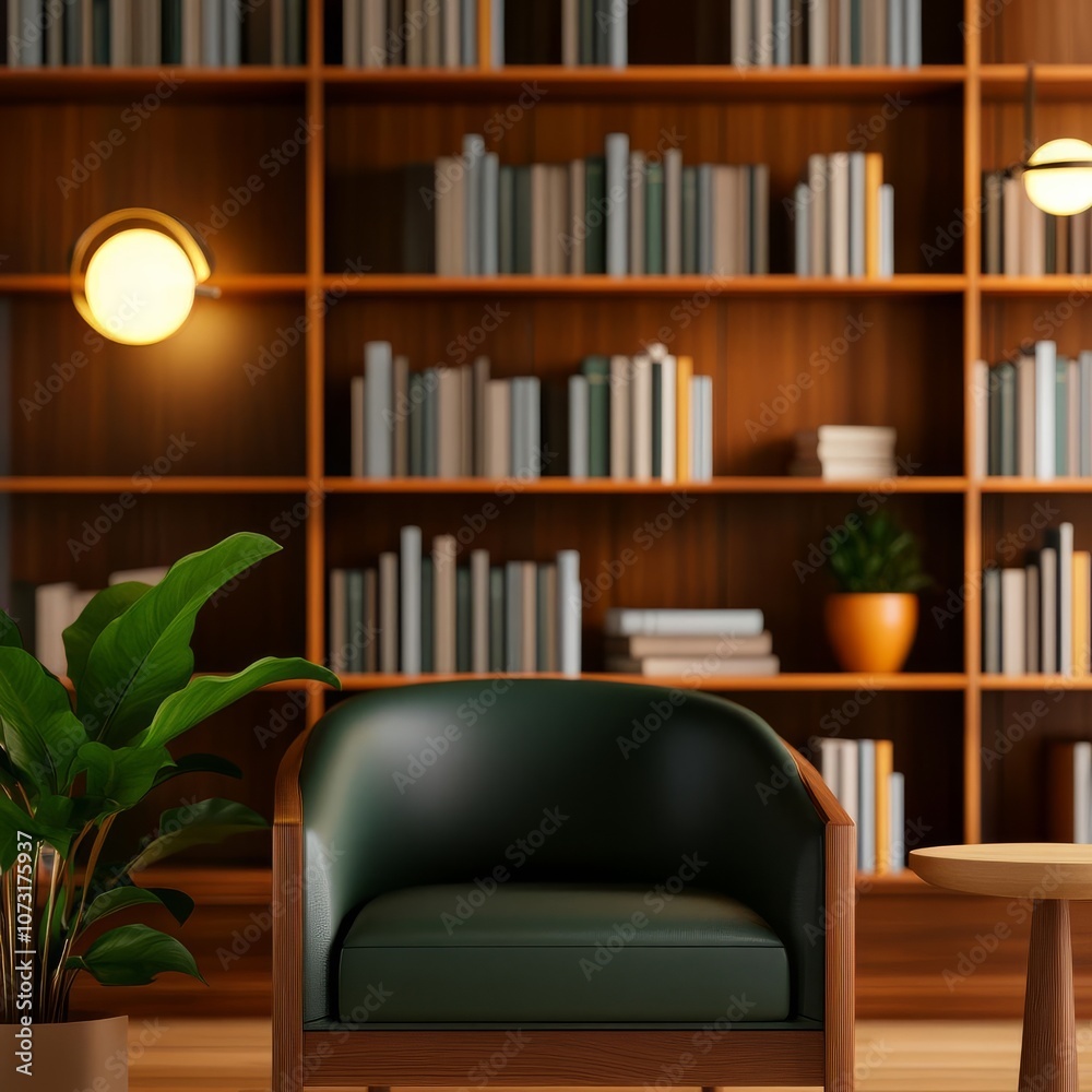 Bookstore interior, warm ambient lighting, cozy vibe, 3D illustration Bookstore interior, warm ambient lighting, cozy vibe, 3D illustration