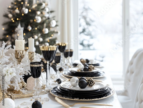 Elegant Black and Gold Chri...