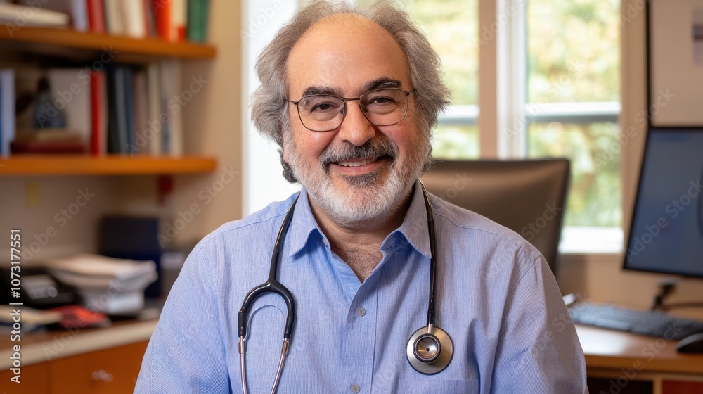 Doctor with Stethoscope in Office Setting Doctor with Stethoscope in Office Setting