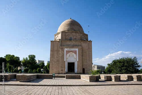 Front of the Rukhobod Mausoleum in Samarkand photo