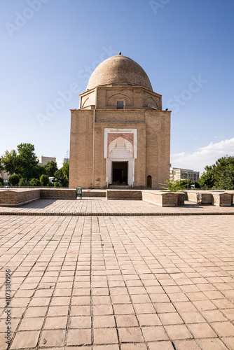 Front of the Rukhobod Mausoleum in Samarkand photo