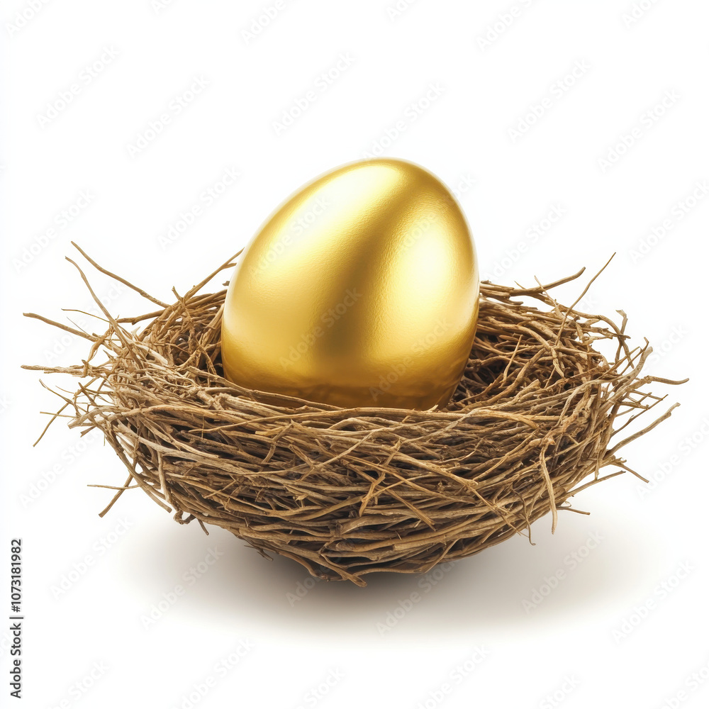 Golden Egg Nestled in a Bird's Nest, Symbolizing Wealth, Prosperity, and Financial Security Golden Egg Nestled in a Bird's Nest, Symbolizing Wealth, Prosperity, and Financial Security