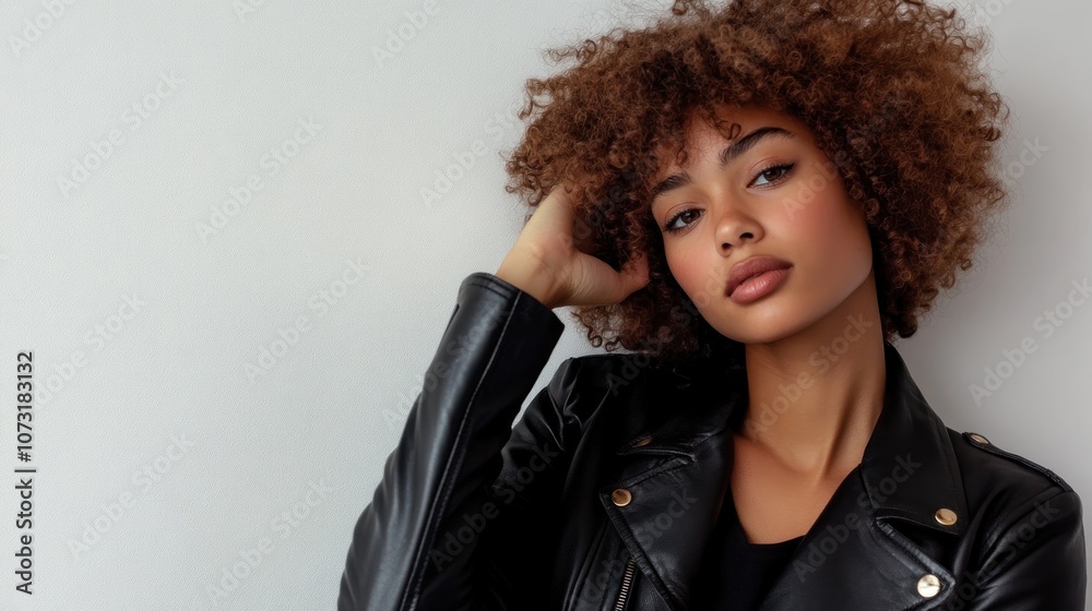 Portrait of a Confident Woman in a Leather Jacket Portrait of a Confident Woman in a Leather Jacket