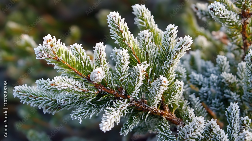 Close-up of a Frost-Covered Pine Branch Close-up of a Frost-Covered Pine Branch