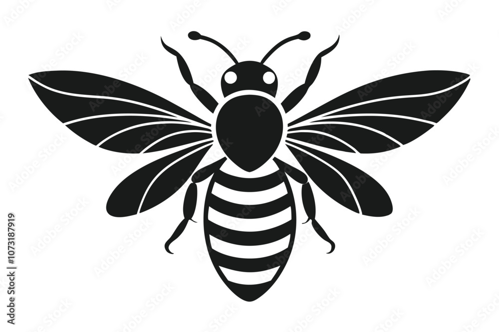Obraz premium bee silhouette vector illustration white background