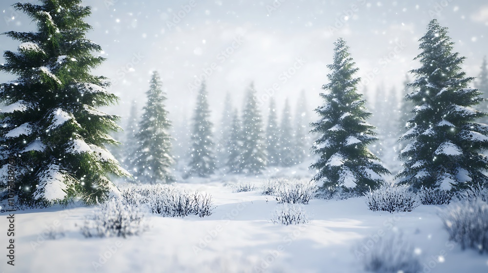 Snow-Covered Evergreen Trees in a Winter Forest Snow-Covered Evergreen Trees in a Winter Forest